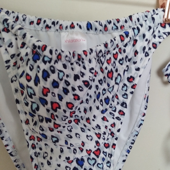 Xhilaration Animal Print Heart Side Tie High Cut Bikini Bottoms Size XL - Picture 6 of 9